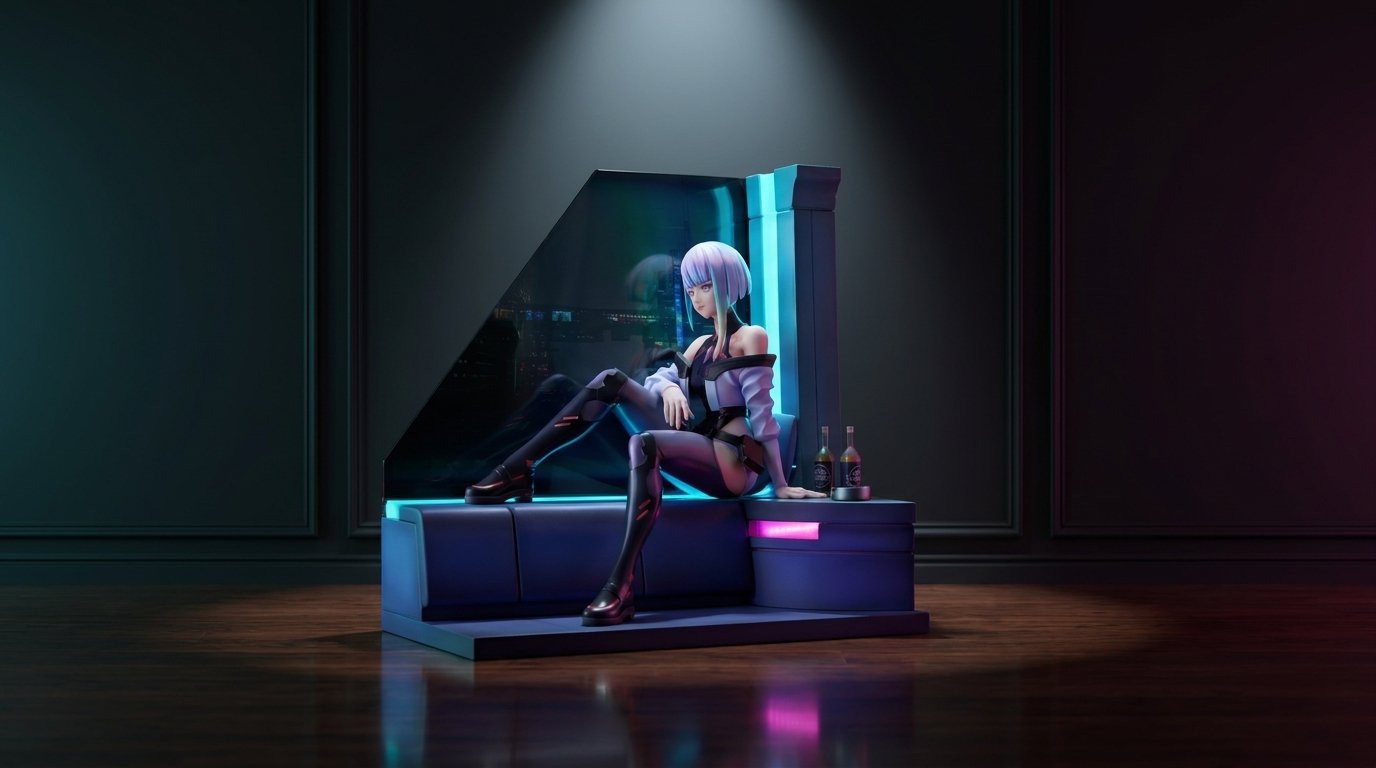 壽屋《電馭叛客:邊緣行者》露西 1/7 情景模型:LED 點亮夜城房間,雙窗景可換的 premium 逸品