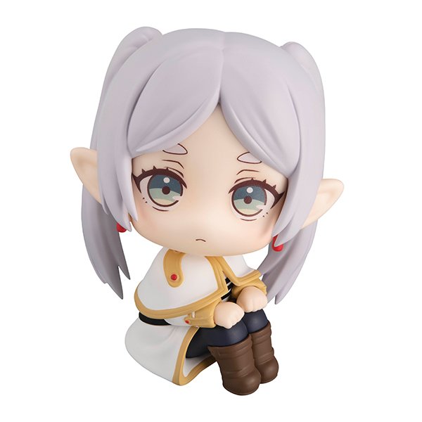 MegaHouse LOOK UP 葬送的芙莉蓮 芙莉蓮,坐姿抬頭的 Q 版塑像白背景商品照